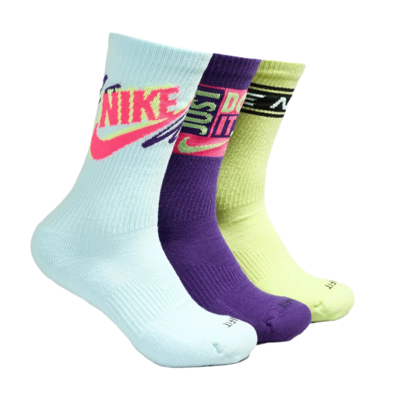 Nike Everyday Plus Crew Sock 3Pk - Multi - Yellow/purple/light Blue 1 Nike Everyday Plus Crew Sock 3Pk - Multi - Yellow/purple/light Blue