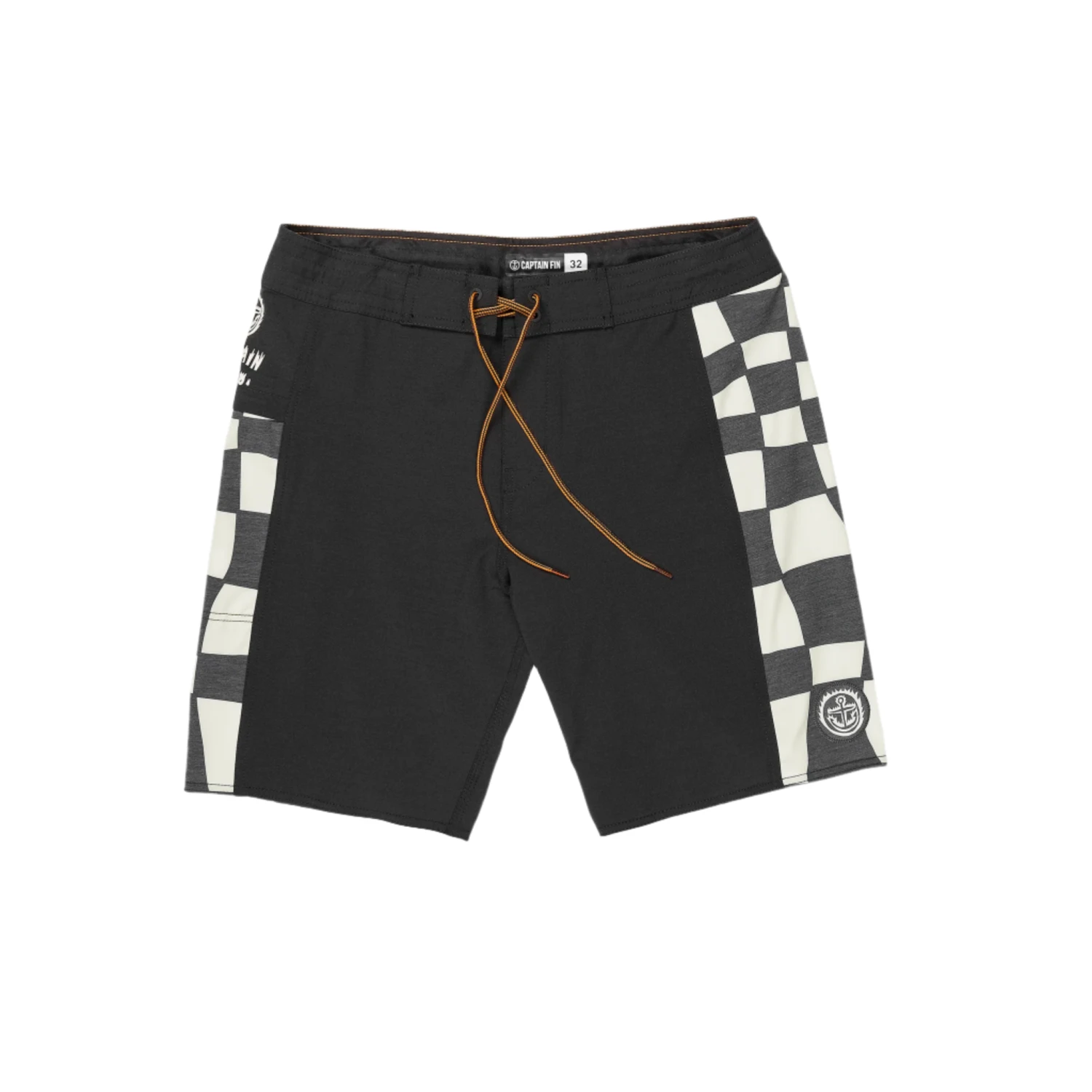 CAPTAIN FIN Keyhole Fire Check Shorts - Black 1 CAPTAIN FIN Keyhole Fire Check Shorts - Black