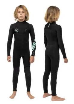 VISSLA 7 Seas Boys 3-2 Full Chest Zip Wetsuit - Black