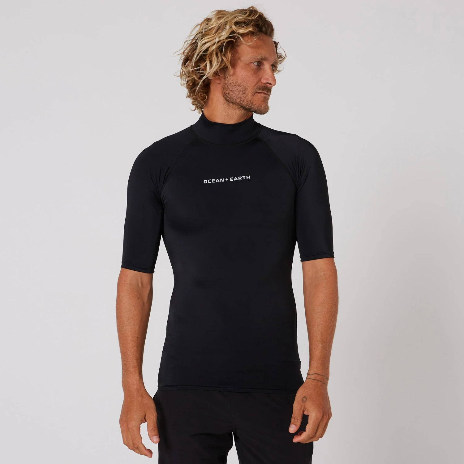 OCEAN & EARTH Script Rash Shirt SS - Black 1 OCEAN & EARTH Script Rash Shirt SS - Black