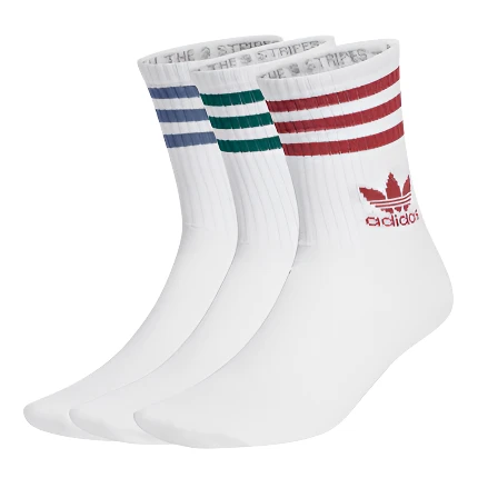 Adidas Crew Sock 3 Pair - WHT/RUB/INK/GRN 1 Adidas Crew Sock 3 Pair - WHT/RUB/INK/GRN